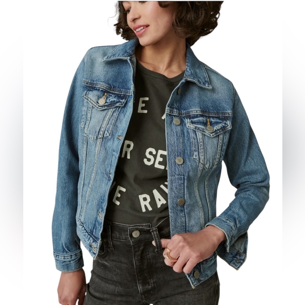 Lucky Brand The Tom Boy Trucker Denim Jacket Sz S Blue